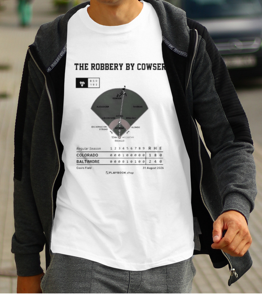 Colton Cowser The Robbery By Cowser Baltimore Baseball Stadium Layout T-Shirt