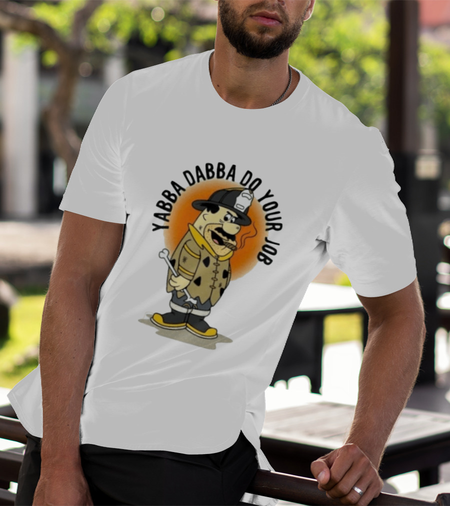 Flintstones Firefighter Yabba Dabba Do Your Job Smoking Cartoon T-Shirt