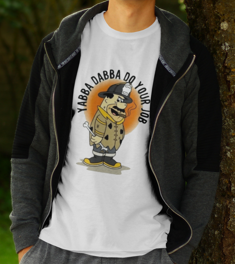 Flintstones Firefighter Yabba Dabba Do Your Job Smoking Cartoon T-Shirt
