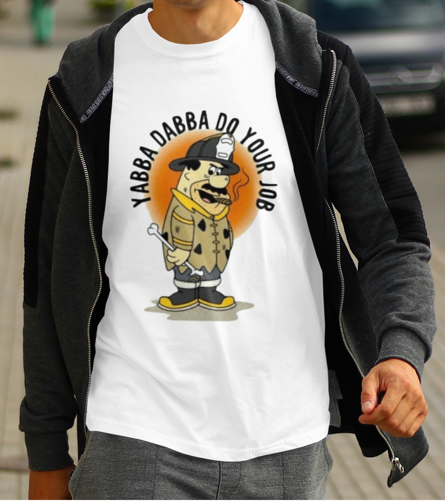 Flintstones Firefighter Yabba Dabba Do Your Job Smoking Cartoon T-Shirt
