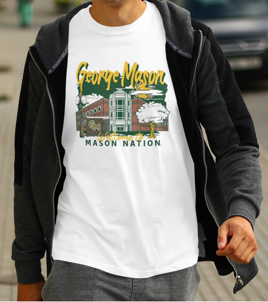 George Mason University Welcome To Mason Nation Iconic Campus Building And Tower T-Shirt