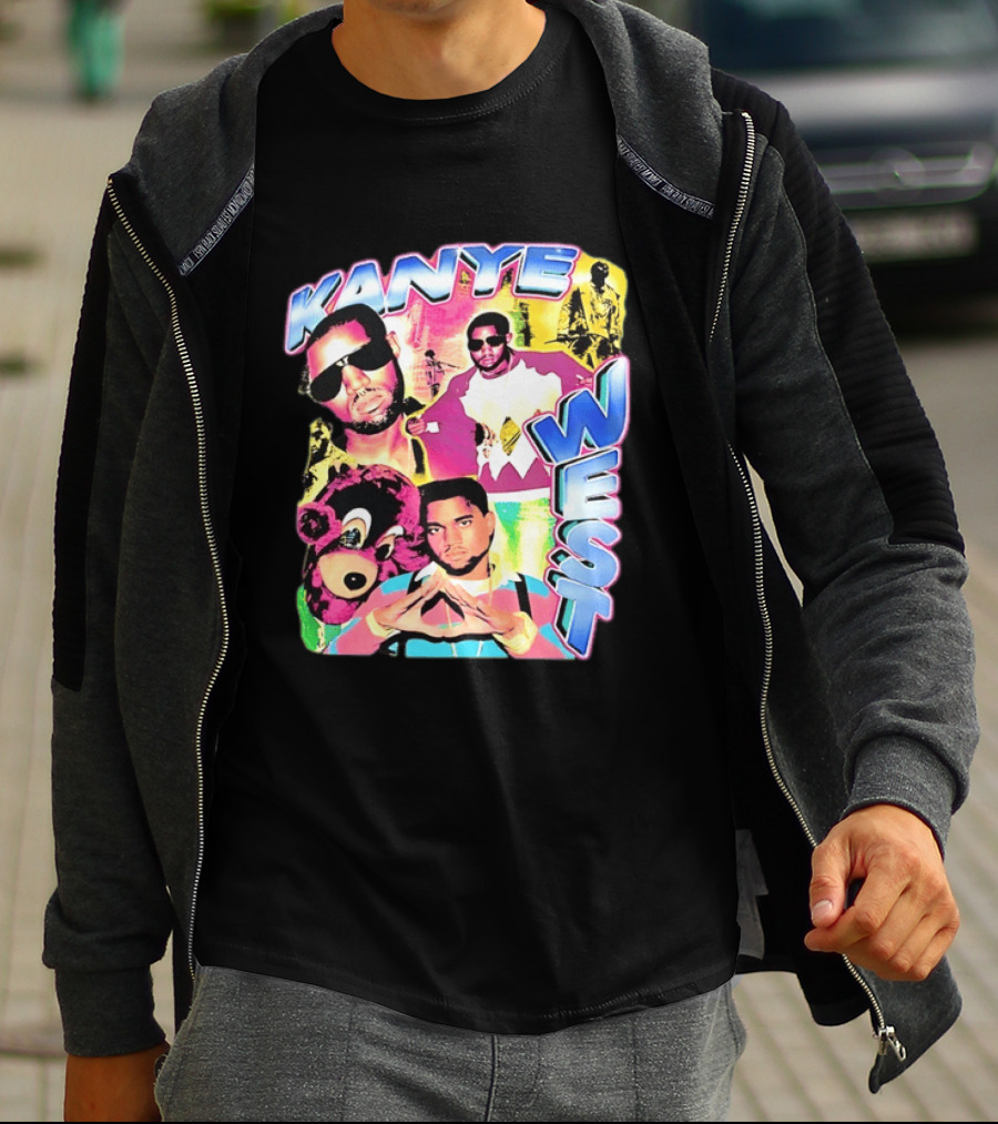 Kanye West Vintage Yeezy Bear Collage Hip Hop Rap Legend T-Shirt