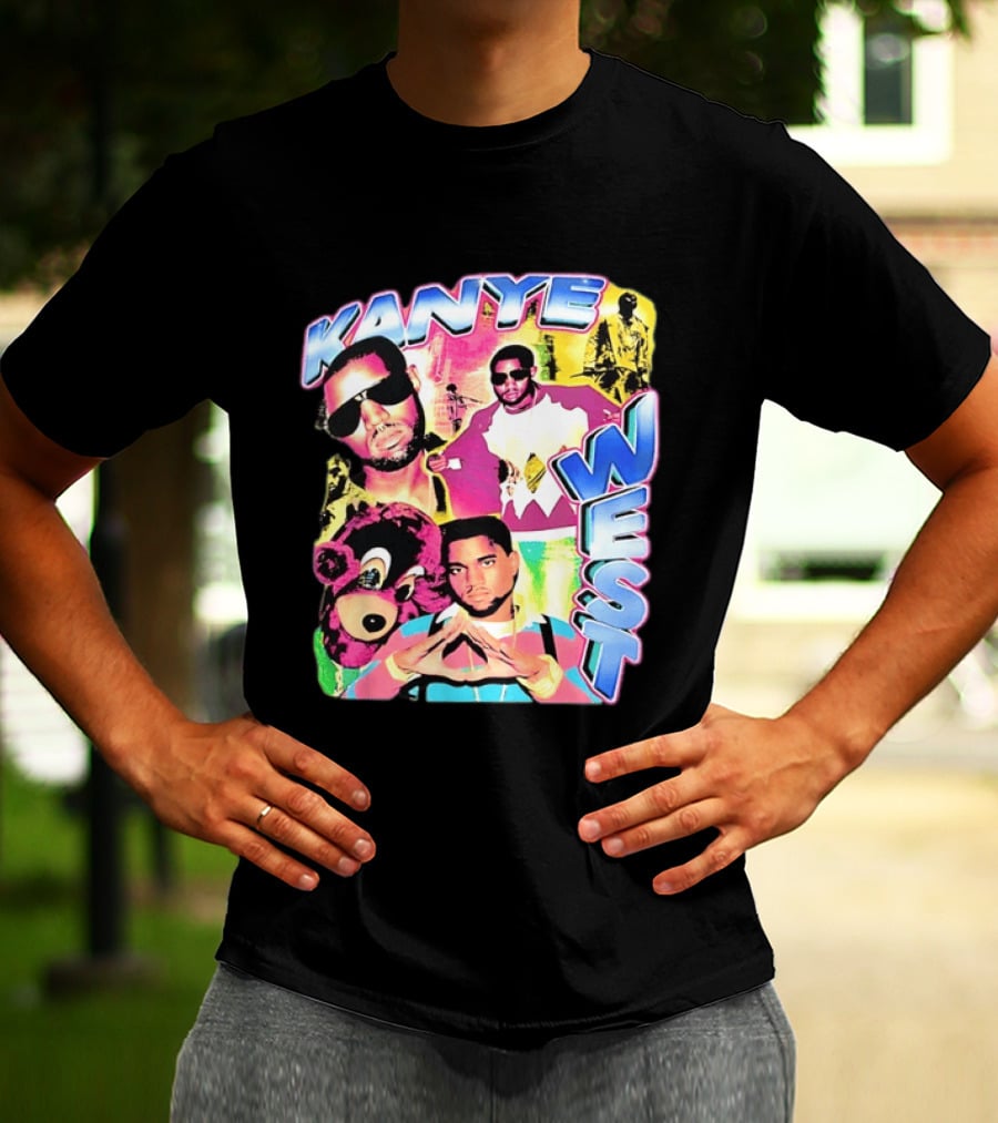 Kanye West Vintage Yeezy Bear Collage Hip Hop Rap Legend T-Shirt