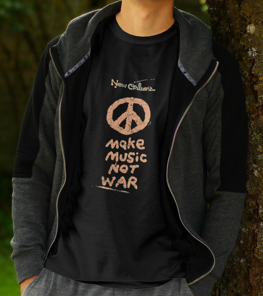 New Orleans Peace Sign Make Music Not War T-Shirt