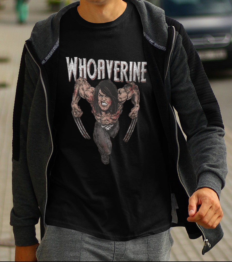 Whoaverine Claws Bare Chest Gritting Teeth T-Shirt