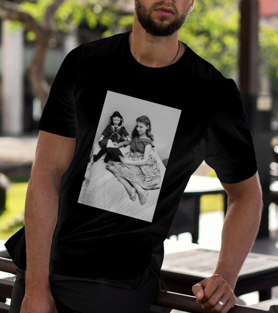 Robin Morgan Young Girl Reading With Doll Vintage Photograph T-Shirt