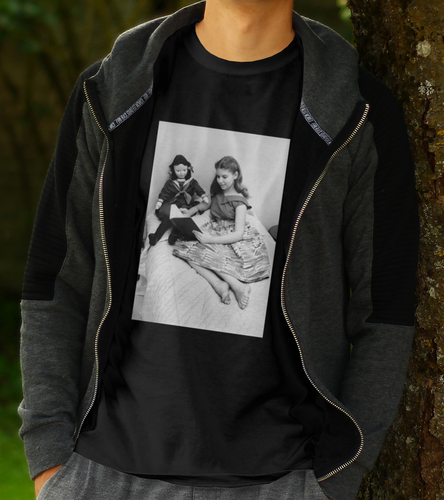 Robin Morgan Young Girl Reading With Doll Vintage Photograph T-Shirt