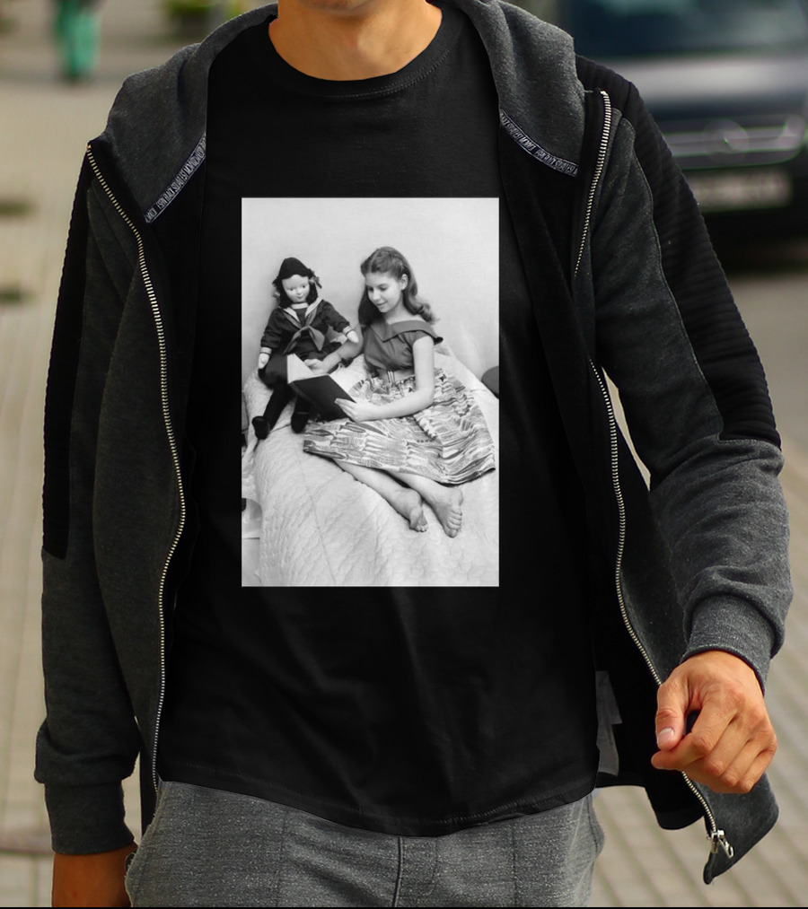 Robin Morgan Young Girl Reading With Doll Vintage Photograph T-Shirt