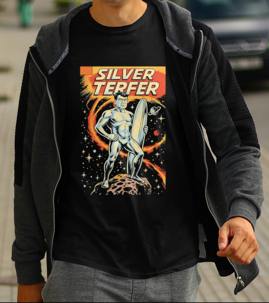 Silver Terfer Cosmic Voyager Retro Comic T-Shirt