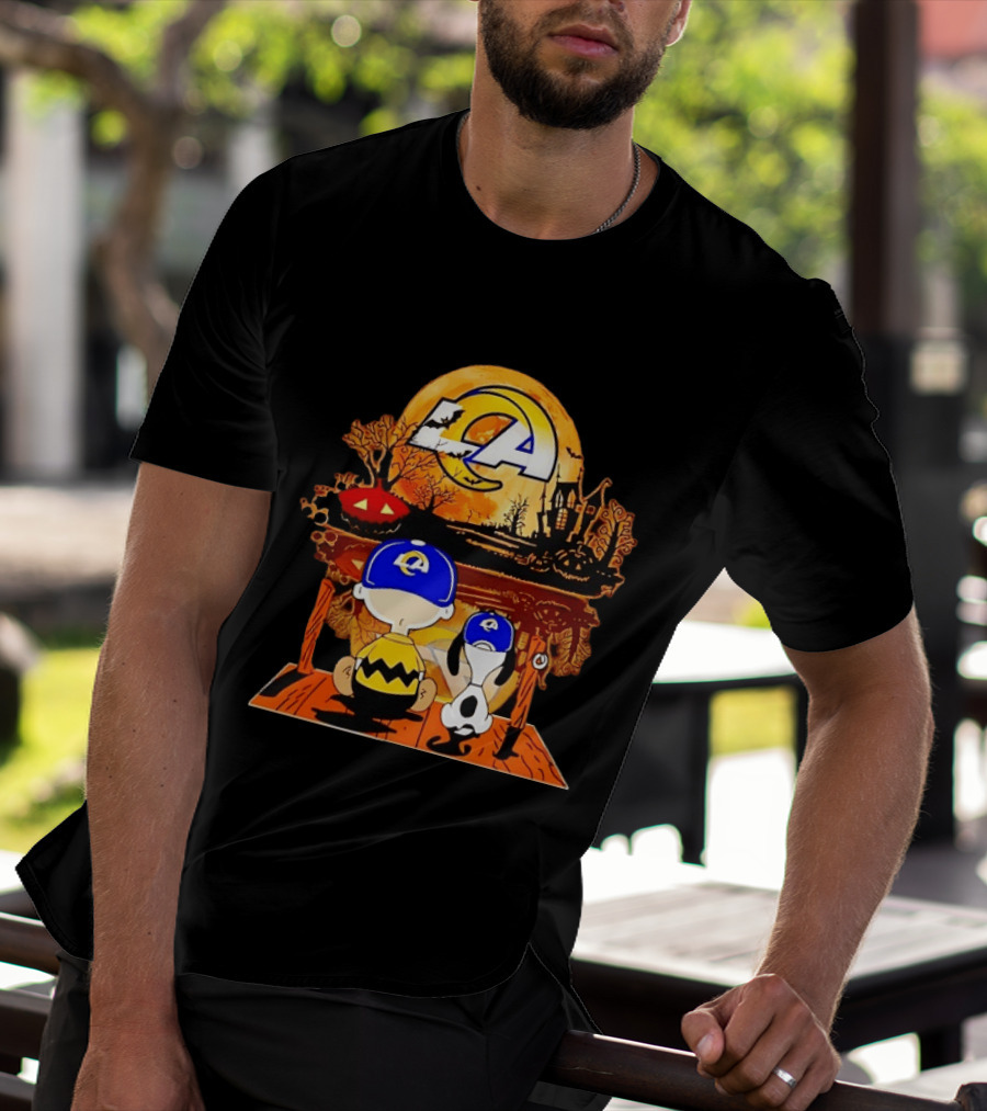 Los Angeles Rams Halloween With Charlie Brown And Snoopy T-Shirt