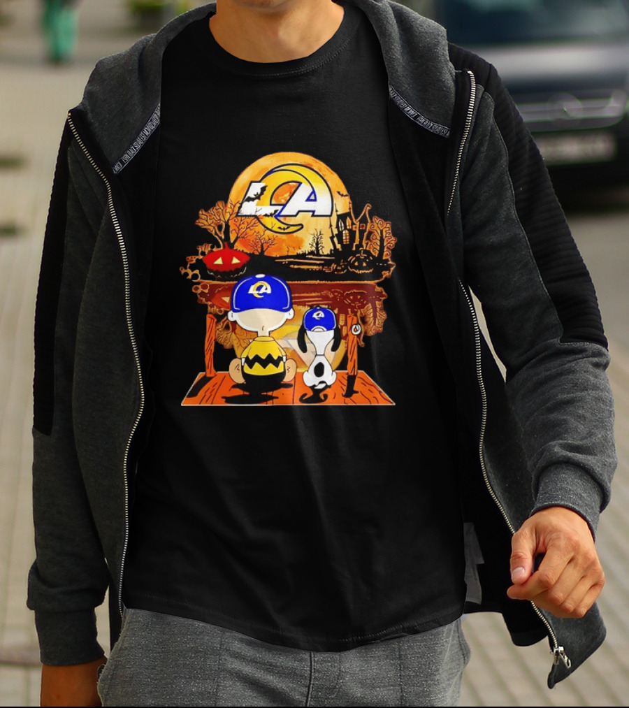 Los Angeles Rams Halloween With Charlie Brown And Snoopy T-Shirt