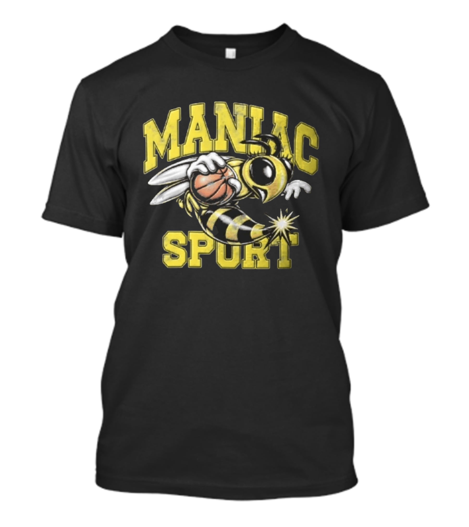 Maniac Sport Cartoon Hornet With Basketball Explosion T-Shirt