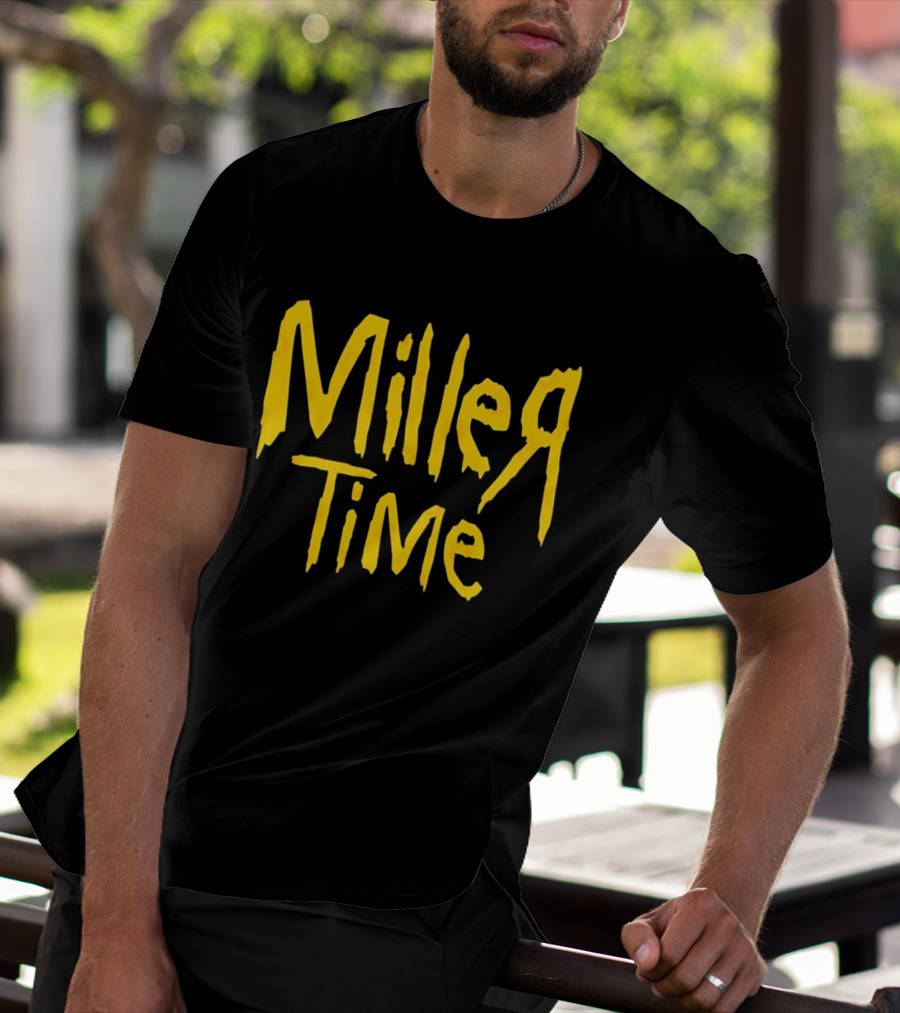 Miller Time Catchphrase Beer Culture Vintage Style Retro Yellow T-Shirt