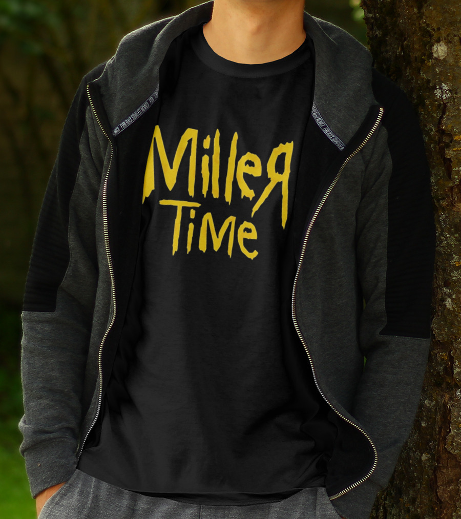Miller Time Catchphrase Beer Culture Vintage Style Retro Yellow T-Shirt