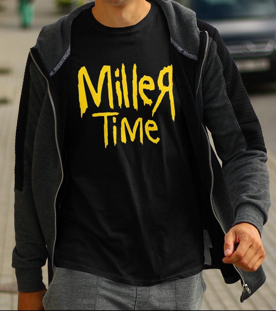 Miller Time Catchphrase Beer Culture Vintage Style Retro Yellow T-Shirt
