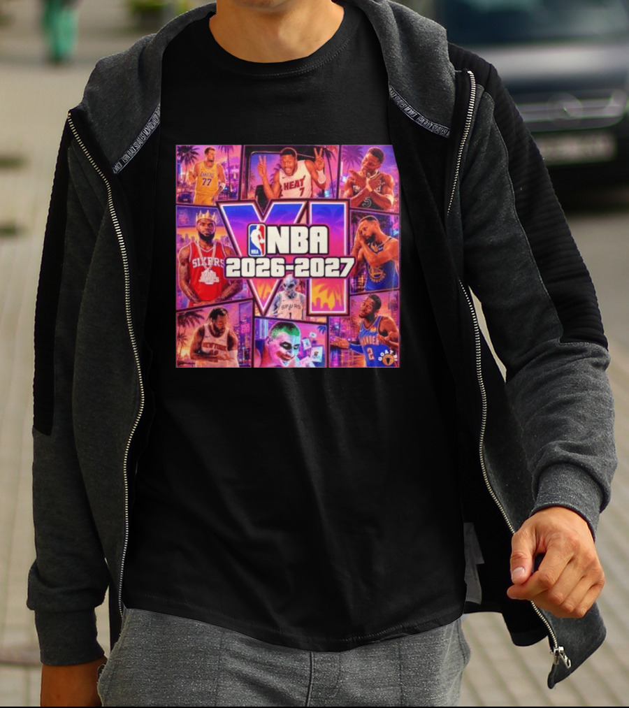 NBA 2026 2027 Grand Theft Auto VI Lakers Heat Bucks Sixers Spurs Joker Thunder T-Shirt