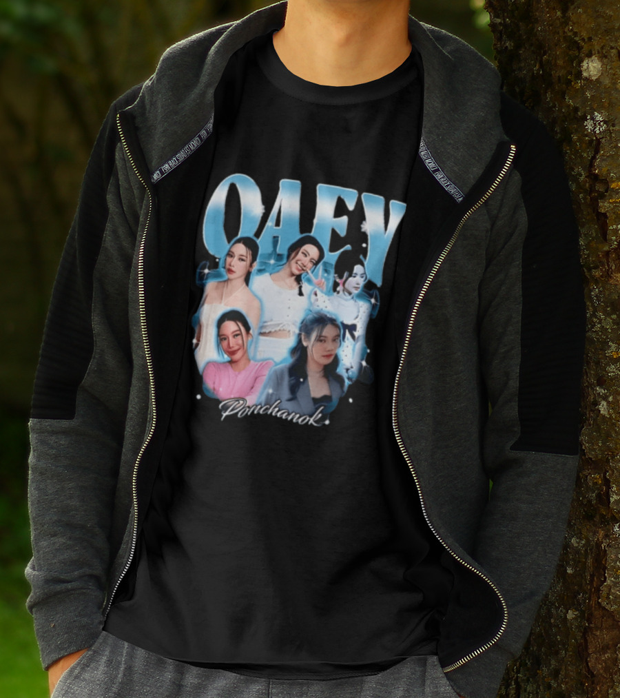 Oaey Ponchanok Woman Collage Blue Aura Sparkles Bootleg T-Shirt