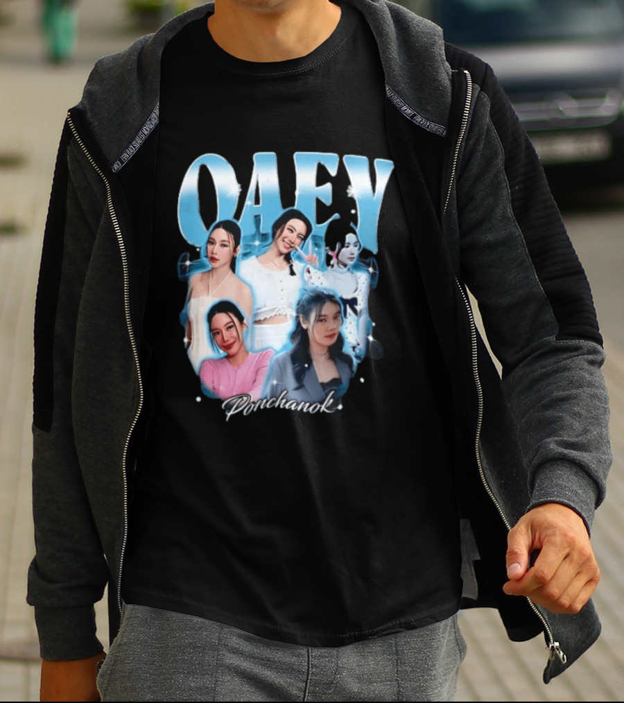 Oaey Ponchanok Woman Collage Blue Aura Sparkles Bootleg T-Shirt