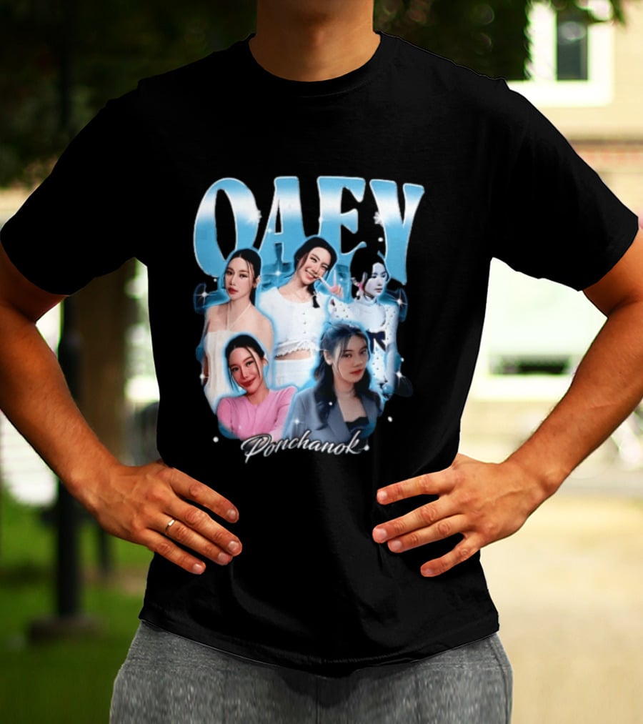 Oaey Ponchanok Woman Collage Blue Aura Sparkles Bootleg T-Shirt