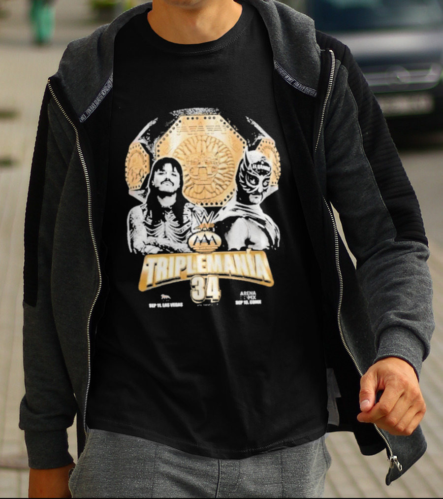 Triplemania 34 Lucha Libre Worldwide Event 2023 Featuring Skeleton And Luchador Mask T-Shirt