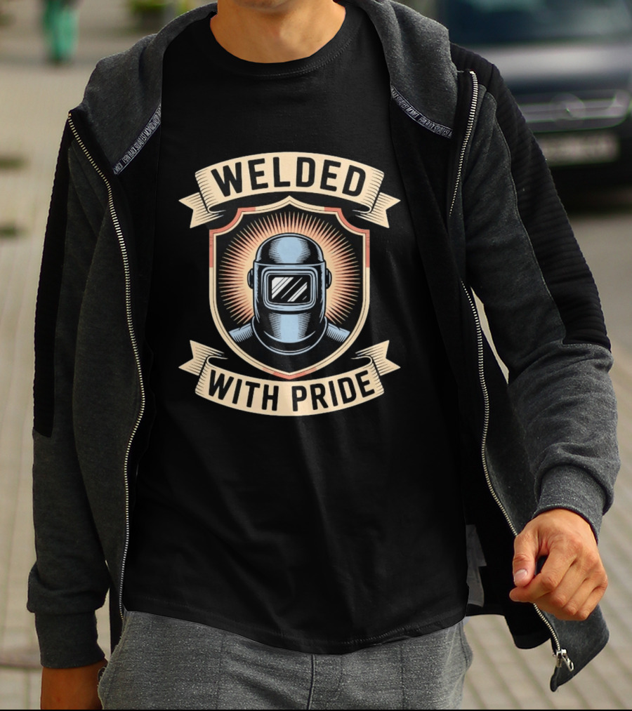 Welded With Pride Welding Shield Helmet T-Shirt