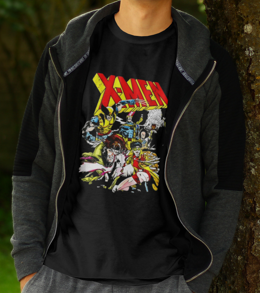 X Men Wolverine Gambit Jubilee Cyclops Storm Classic Comic Characters Distressed T-Shirt