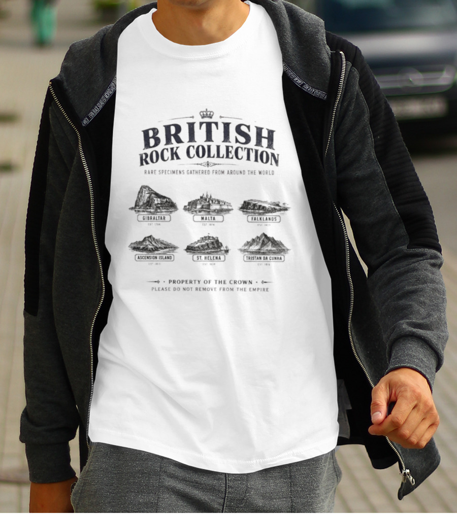 British Rock Collection Rare Specimens Gathered Exhibit Stonehenge, The Beatles, Led Zeppelin, Pink Floyd, Queen, The Rolling Stones T-Shirt