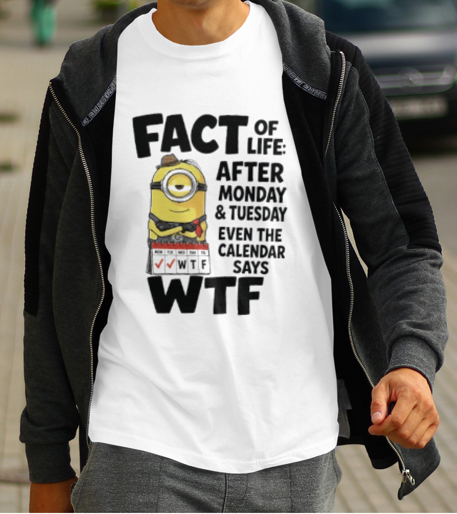 Minion Fact Of Life After Monday And Tuesday Even The Calendar Says WTF T-Shirt