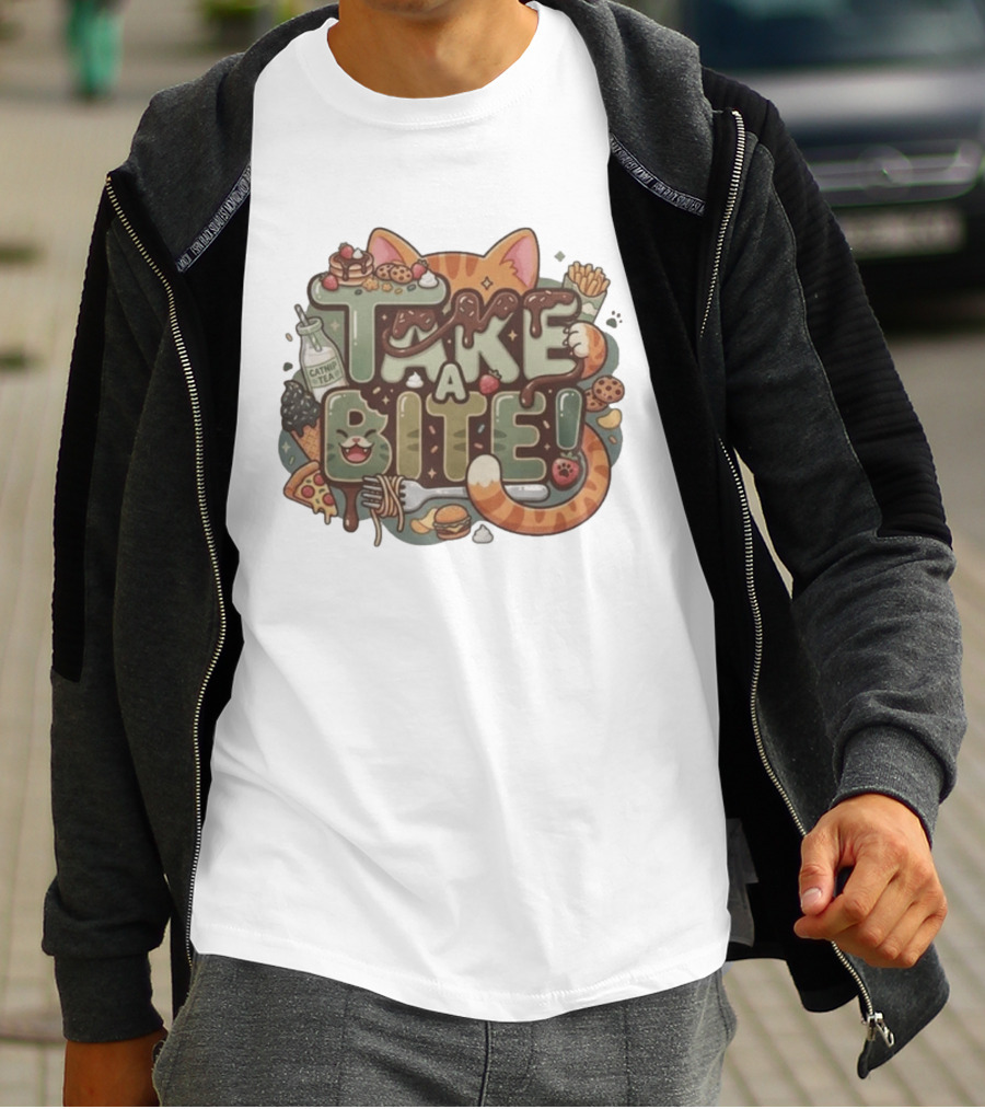 Take A Bite Tabitha's Choice Catnip Tea Pizza Cookies Fries Cat Burger T-Shirt