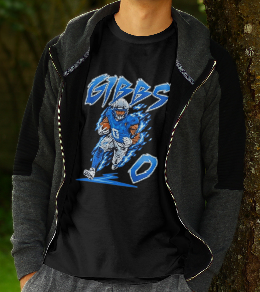 Gibbs No 0 Detroit Lions Football Player Action T-Shirt