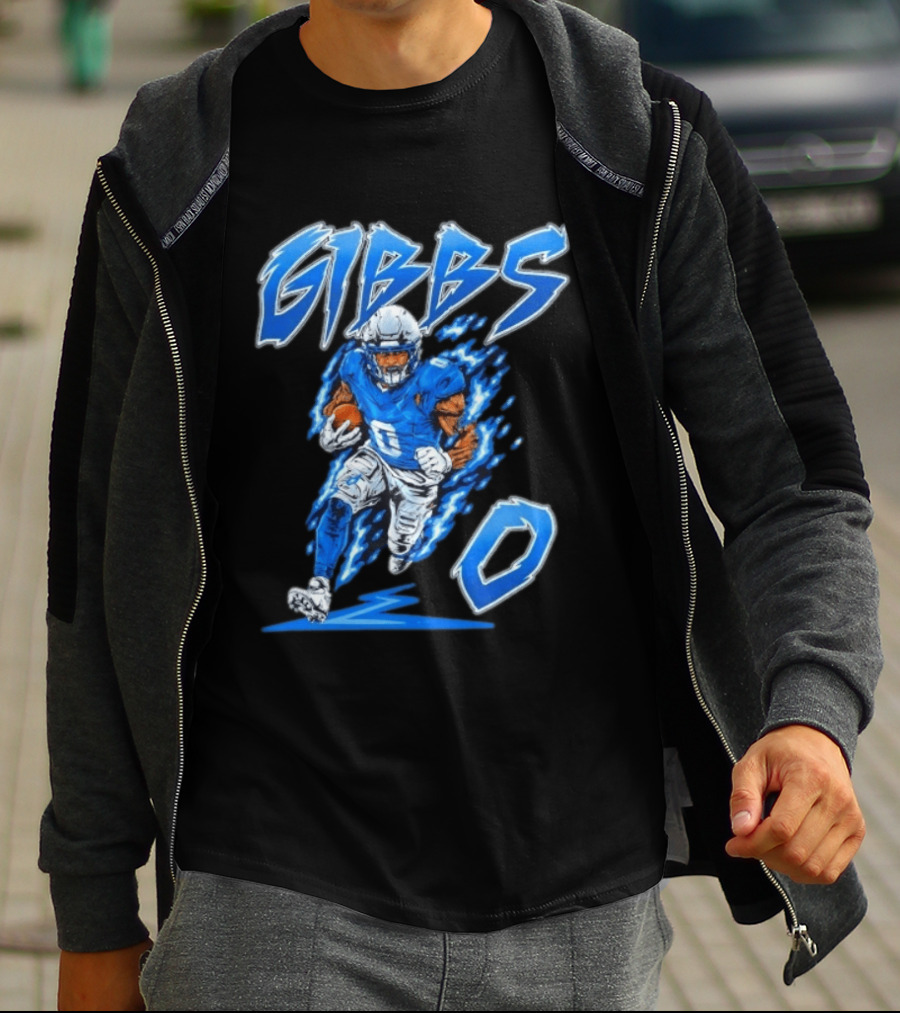 Gibbs No 0 Detroit Lions Football Player Action T-Shirt