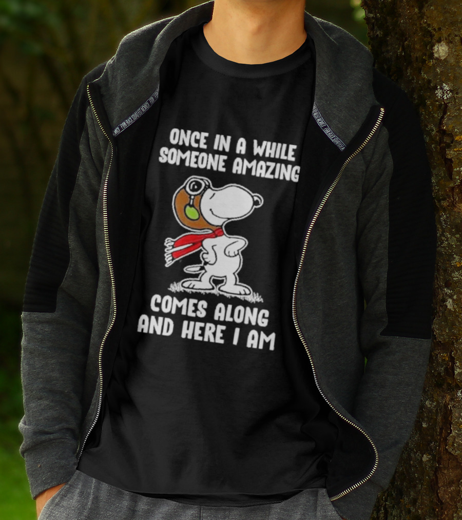 Snoopy Once In A While Someone Amazing Comes Along And Here I Am Peanuts Comic T-Shirt