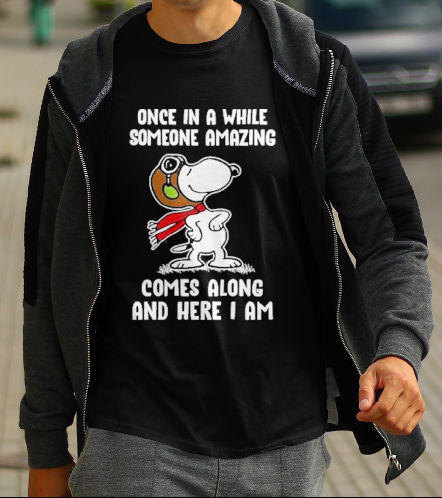 Snoopy Once In A While Someone Amazing Comes Along And Here I Am Peanuts Comic T-Shirt