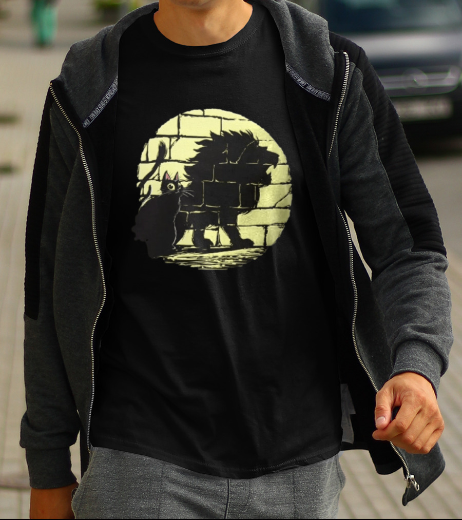 Lion Shadow Black Cat Courageous Kitten Moon T-Shirt