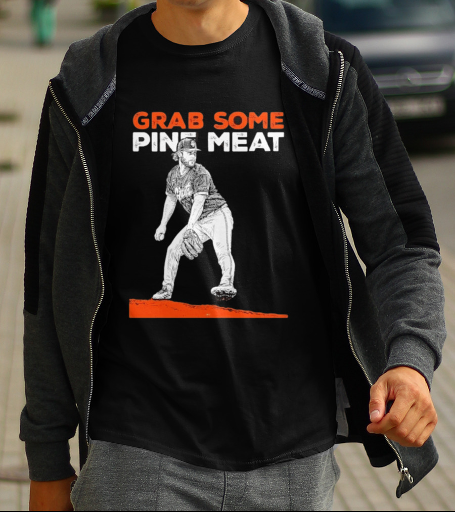 Grab Some Pine Meat SF Giants Mike Krukow Pitching T-Shirt