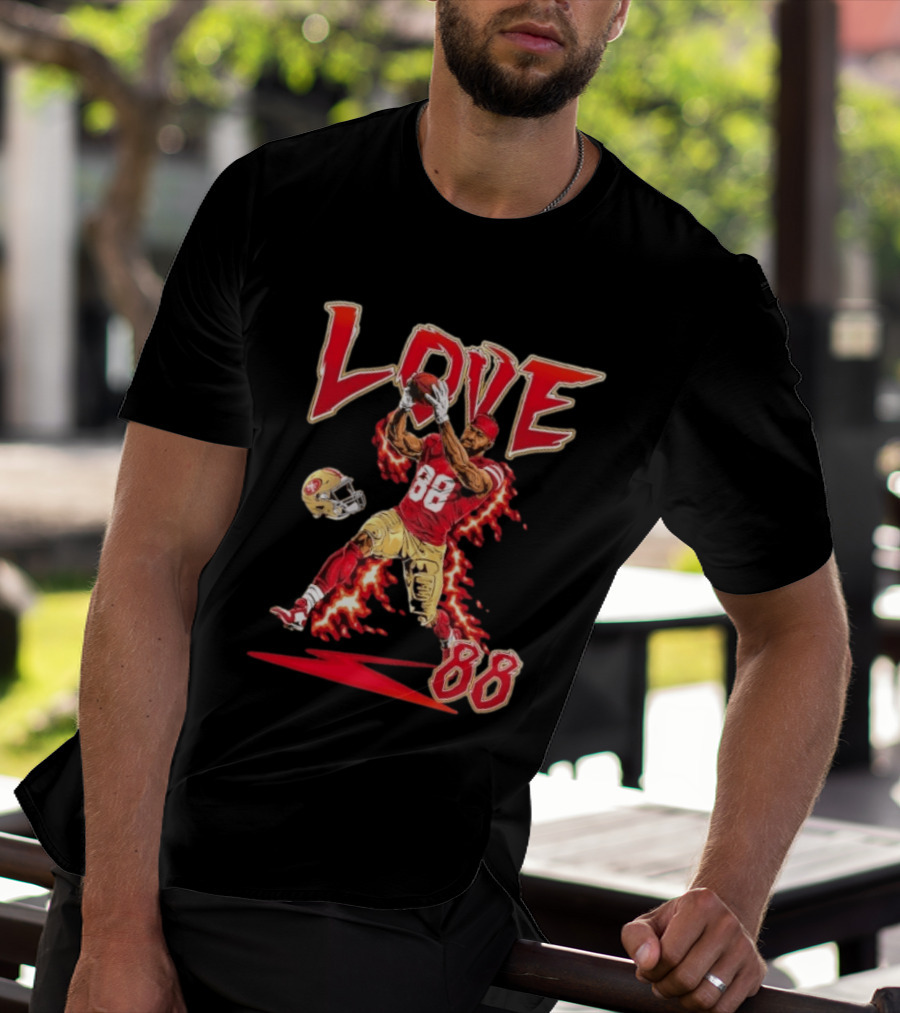 Daejon Love San Francisco 49ers No 88 Football Star Catching Action T-Shirt