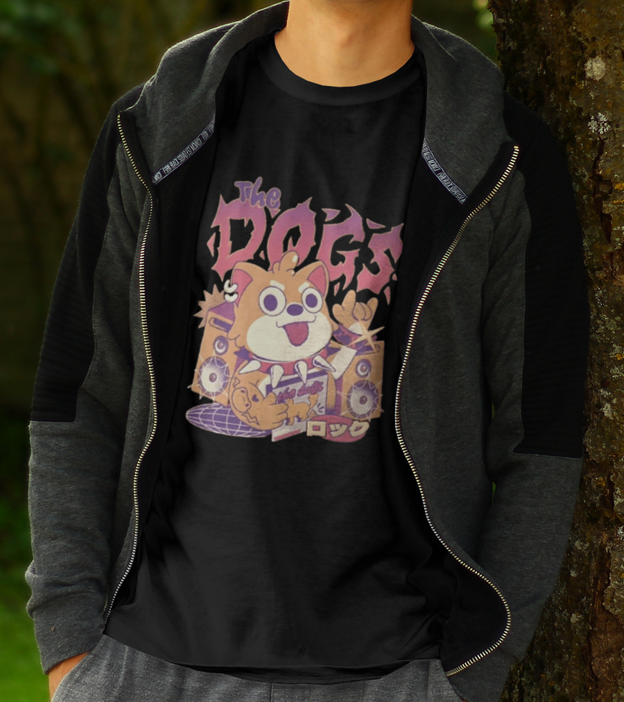 The Dogs Rock Shiba Inu Puppy Punk Rock Music Band With Speakers T-Shirt