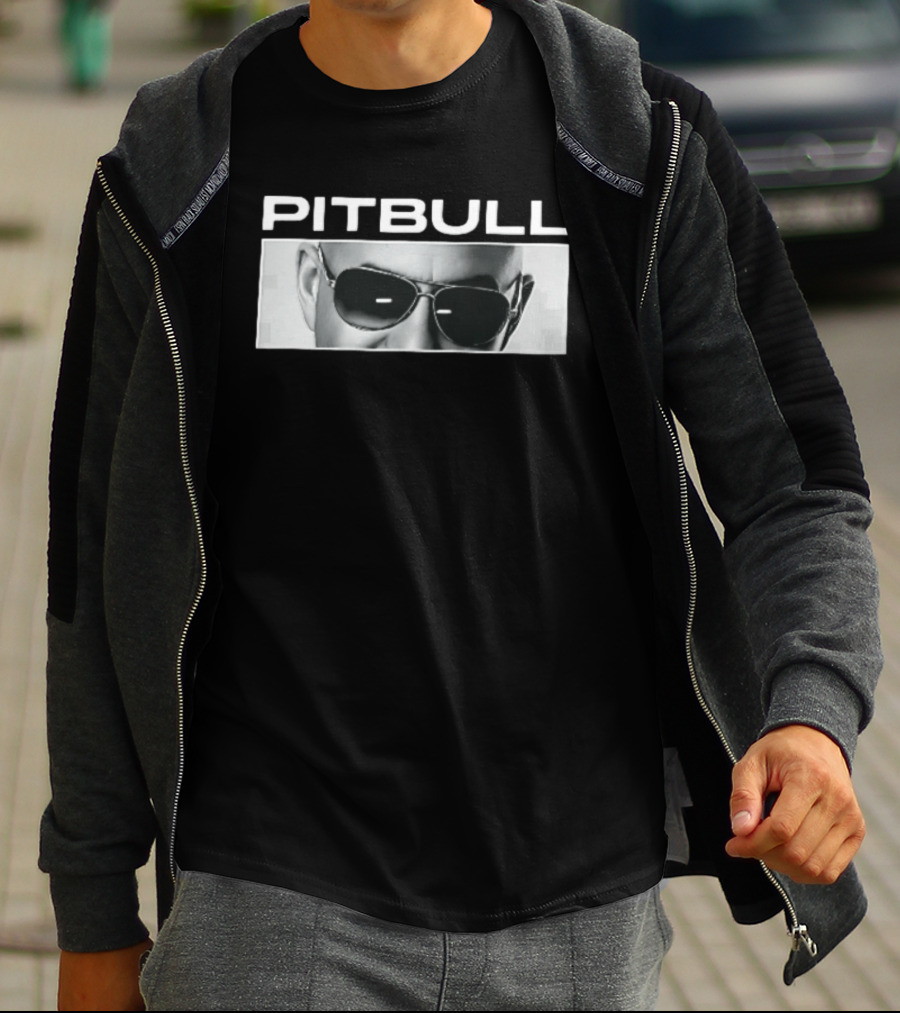 Pitbull Monochrome Aviator Sunglasses Close Up T-Shirt