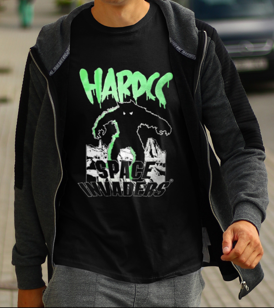Hardcore Bigfoot Space Invaders Monster Desert Scene T-Shirt