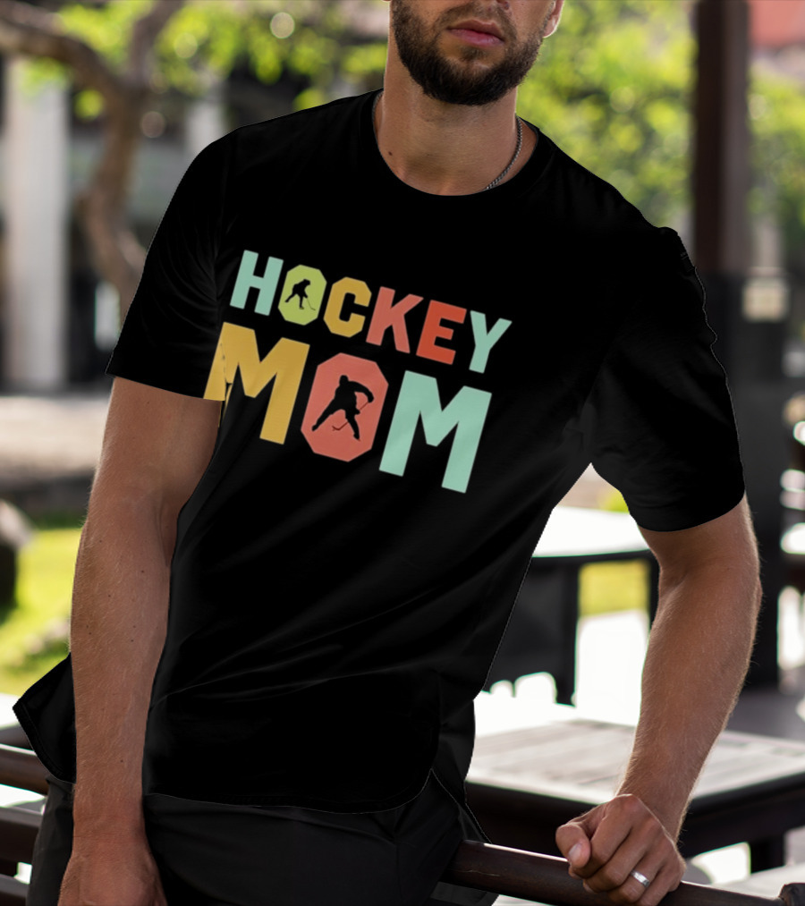 Hockey Mom Mother's Day Skating Silhouette Multicolor T-Shirt