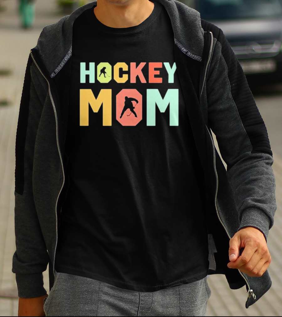 Hockey Mom Mother's Day Skating Silhouette Multicolor T-Shirt
