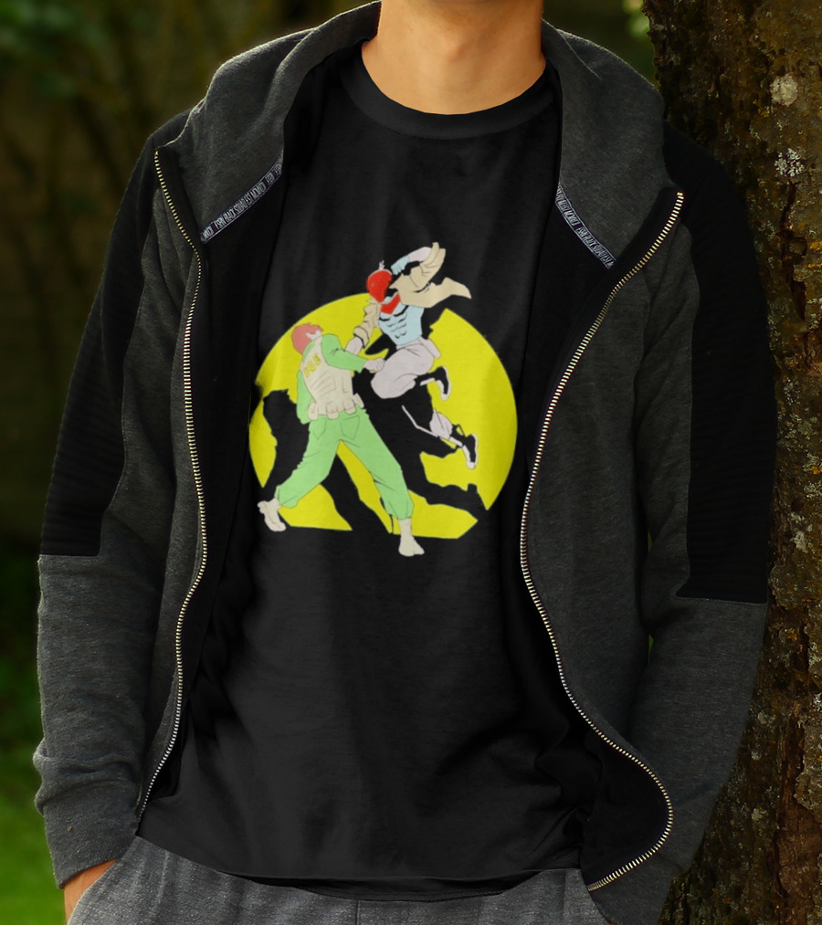 Red Hood Versus Ice Soldier Combat Action Scene T-Shirt