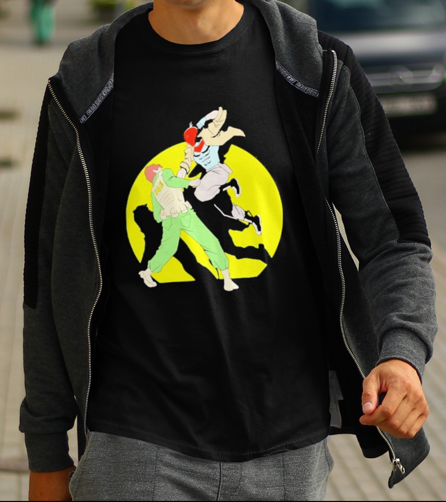 Red Hood Versus Ice Soldier Combat Action Scene T-Shirt