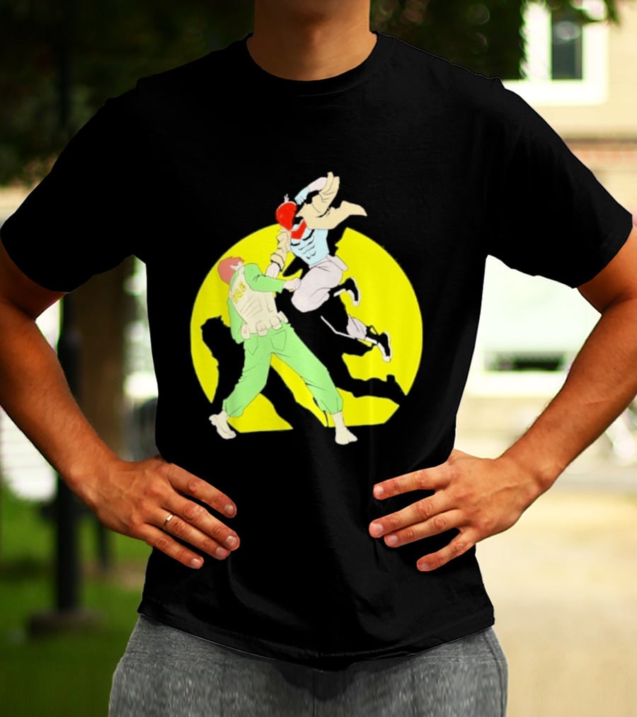 Red Hood Versus Ice Soldier Combat Action Scene T-Shirt