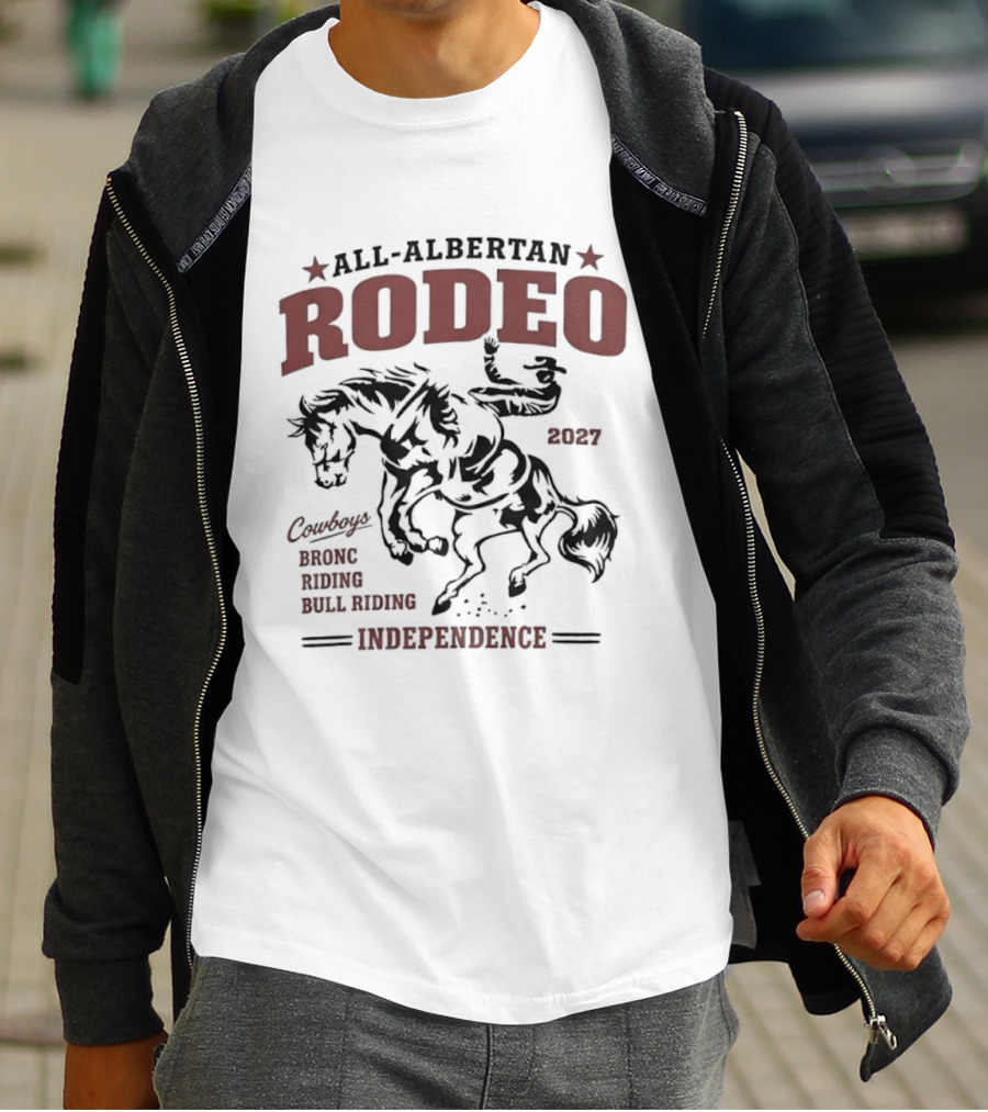 All Albertan Rodeo 2027 Cowboys Bronc Riding Bull Riding Independence T-Shirt