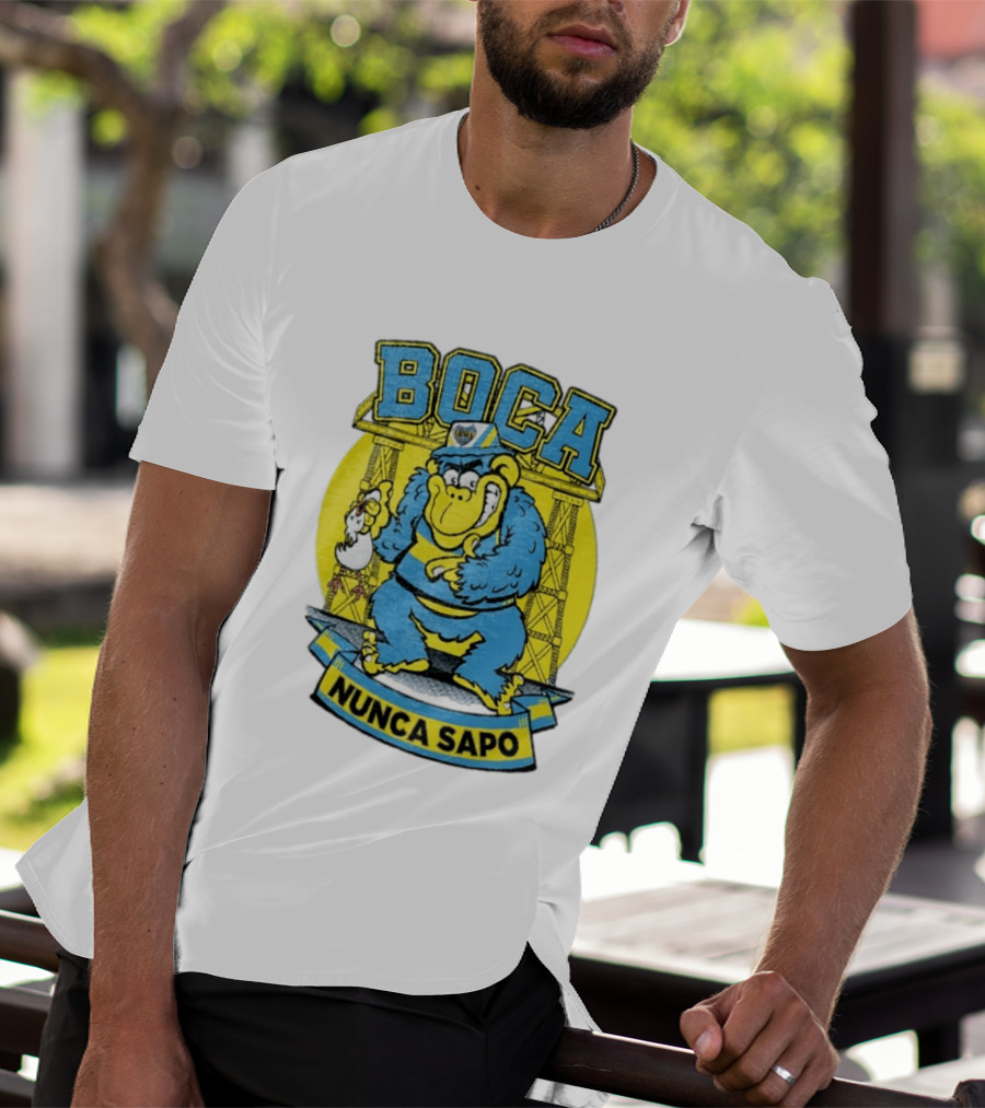 Boca Juniors Gorilla Wearing Cap Holding Chicken Boca Nunca Sapo T-Shirt