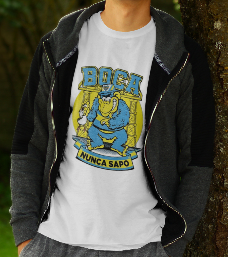 Boca Juniors Gorilla Wearing Cap Holding Chicken Boca Nunca Sapo T-Shirt