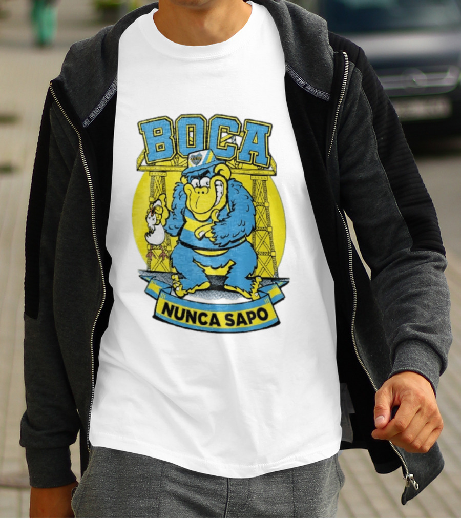 Boca Juniors Gorilla Wearing Cap Holding Chicken Boca Nunca Sapo T-Shirt