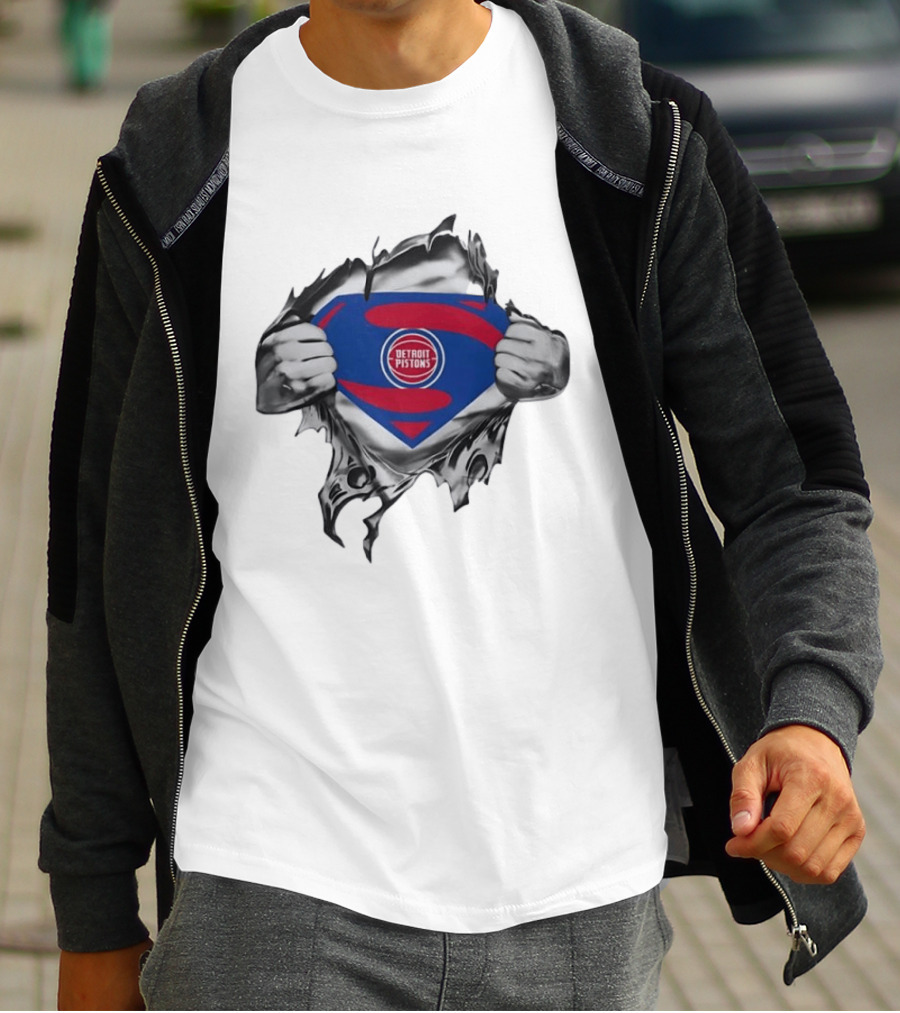 Detroit Pistons Superman Logo NBA Basketball Fan T-Shirt