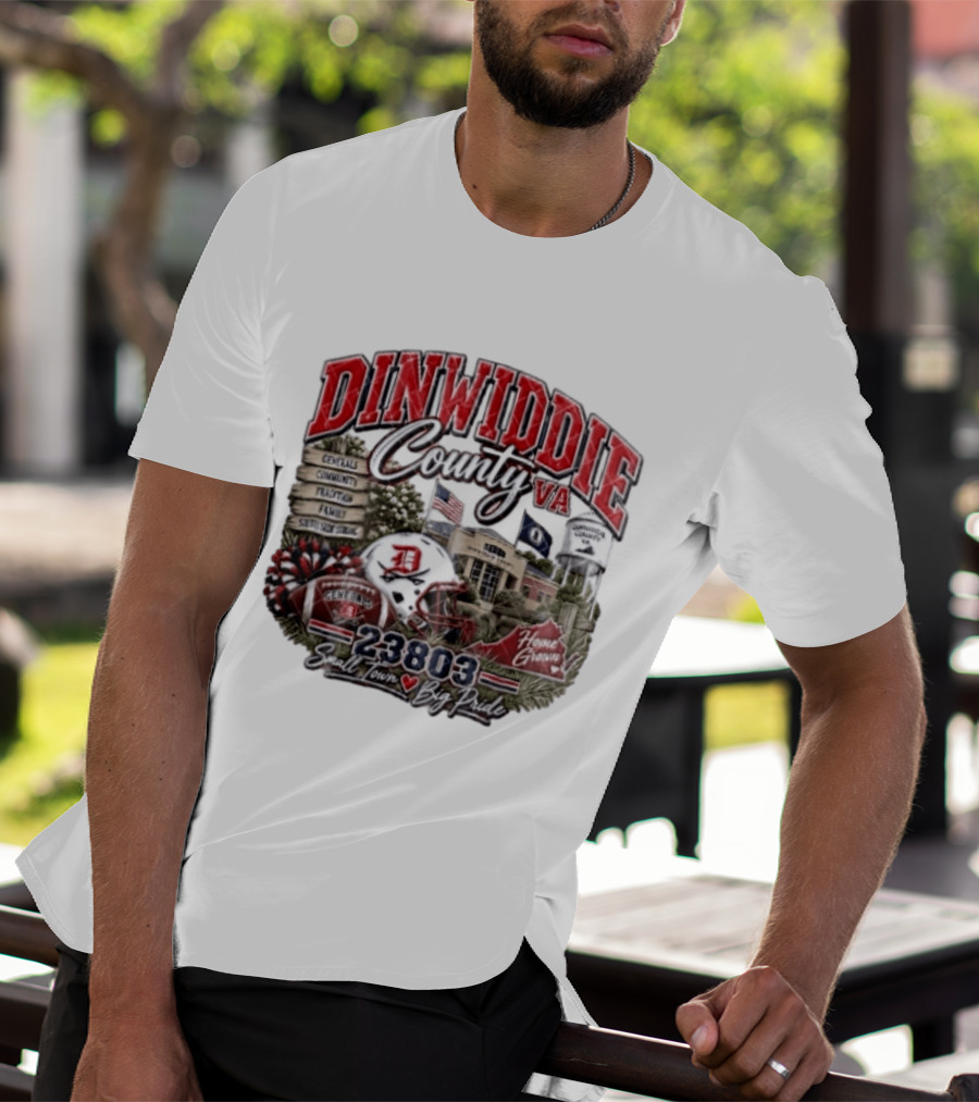 Dinwiddie County VA Generals South Side Strong 23803 Small Town Big Pride Home Grown Football Helmet Community Tradition Family T-Shirt